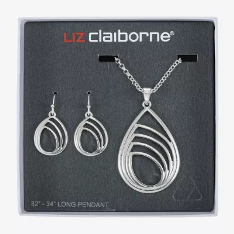 Liz Claiborne Pendant Necklace And Drop Earring Womens 2-pc. Jewelry Set