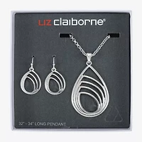 Liz Claiborne Pendant Necklace And Drop Earring Womens 2-pc. Jewelry Set