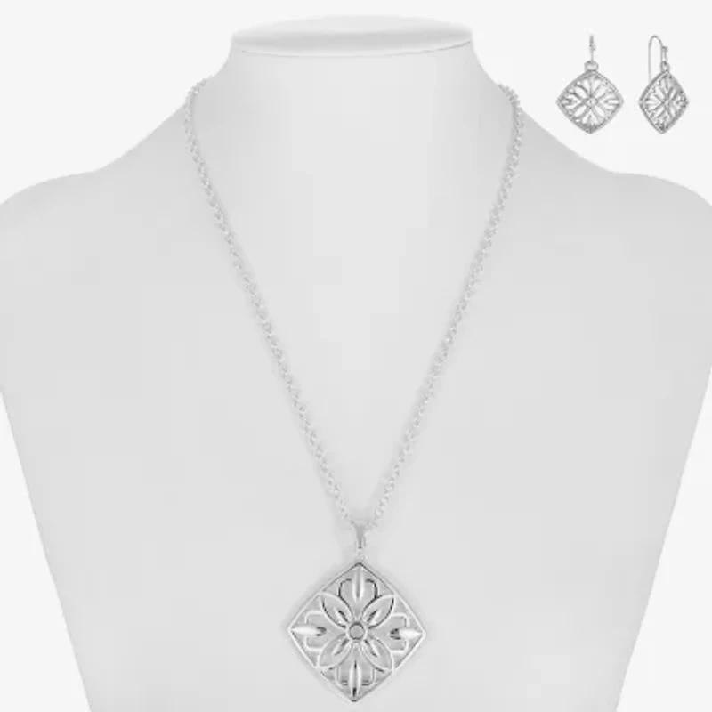 Liz Claiborne Pendant Necklace And Drop Earring Womens 2-pc. Jewelry Set