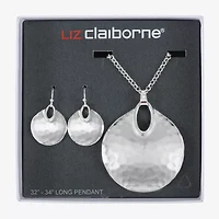 Liz Claiborne Pendant Necklace And Drop Earring Womens 2-pc. Jewelry Set