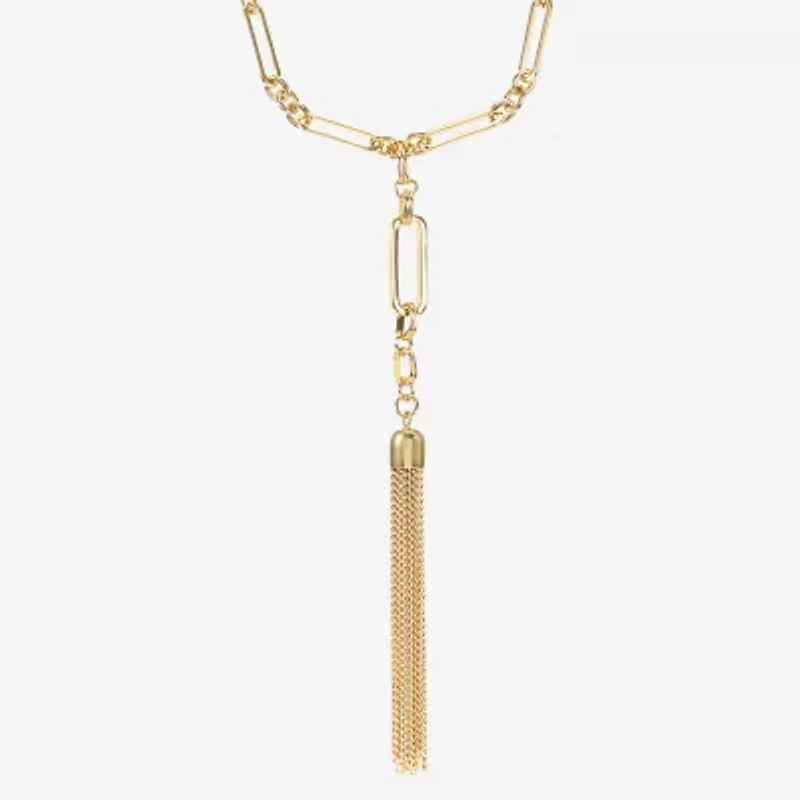 Liz Claiborne Tassle Womens Paperclip 32 Inch Pendant Necklace