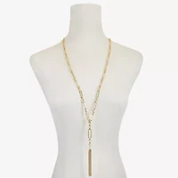 Liz Claiborne Tassle Womens Paperclip 32 Inch Pendant Necklace