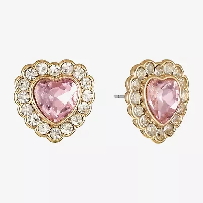 Monet Jewelry Red Glass 19.5mm Heart Stud Earrings