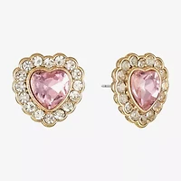 Monet Jewelry Red Glass 19.5mm Heart Stud Earrings