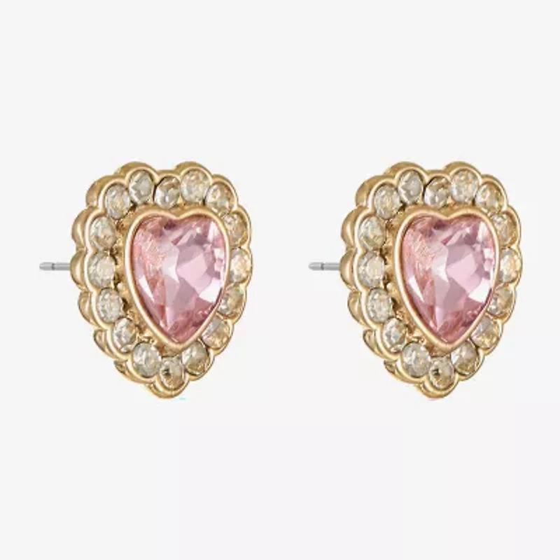 Monet Jewelry Red Glass 19.5mm Heart Stud Earrings