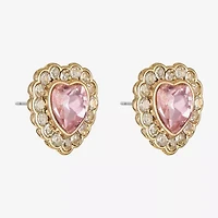Monet Jewelry Red Glass 19.5mm Heart Stud Earrings