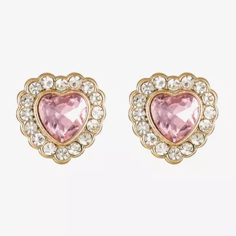 Monet Jewelry Red Glass 19.5mm Heart Stud Earrings