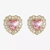 Monet Jewelry Red Glass 19.5mm Heart Stud Earrings
