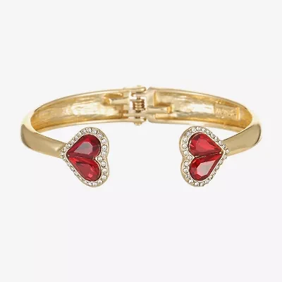 Monet Jewelry Womens Red Glass Heart Bangle Bracelet