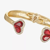 Monet Jewelry Womens Red Glass Heart Bangle Bracelet