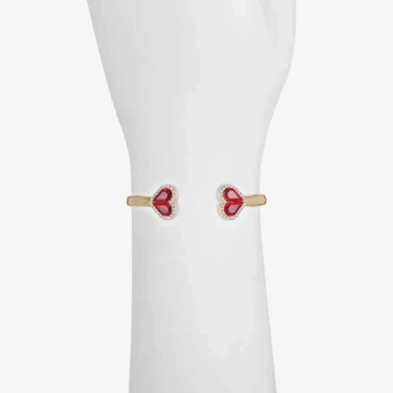 Monet Jewelry Womens Red Glass Heart Bangle Bracelet