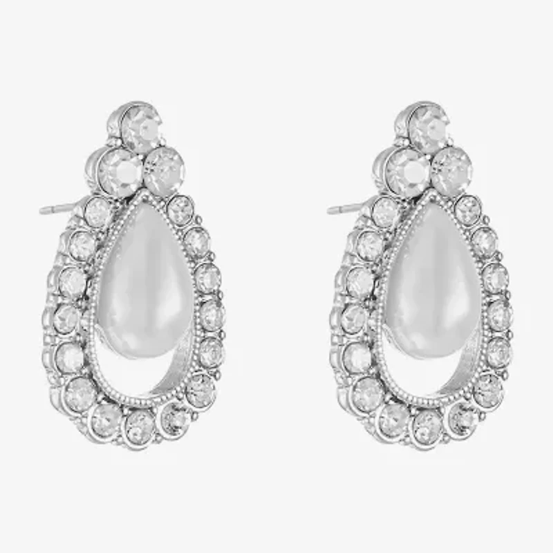 Monet Jewelry Timeless Glass Simulated Pearl 21mm Stud Earrings