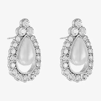 Monet Jewelry Timeless Glass Simulated Pearl 21mm Stud Earrings