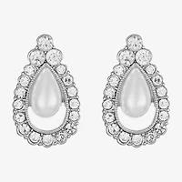 Monet Jewelry Timeless Glass Simulated Pearl 21mm Stud Earrings