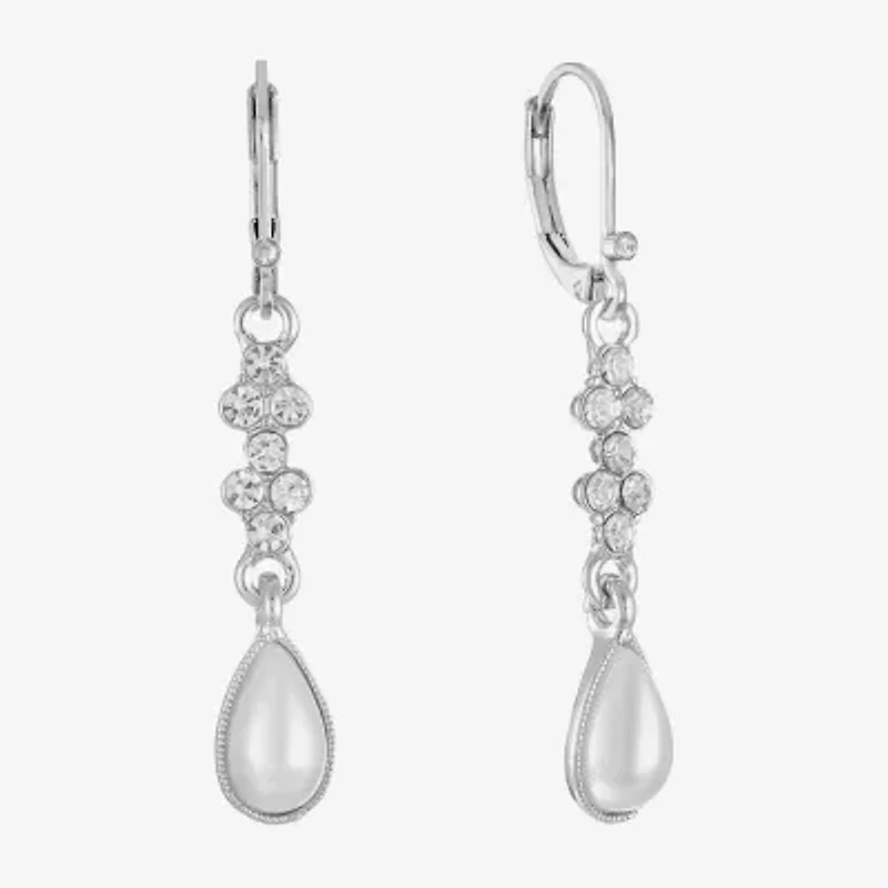 Monet Jewelry Timeless Womens Glass Simulated Pearl Drop Earrings