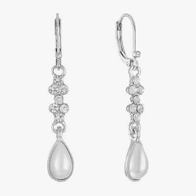 Monet Jewelry Timeless Womens Glass Simulated Pearl Drop Earrings