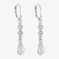 Monet Jewelry Timeless Womens Glass Simulated Pearl Drop Earrings