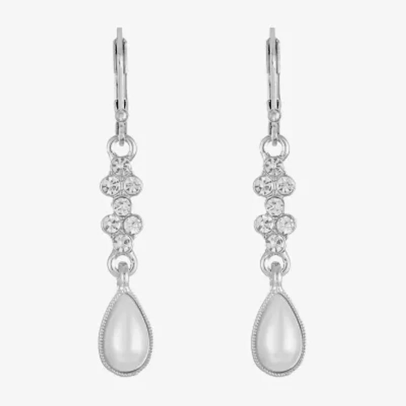 Monet Jewelry Timeless Womens Glass Simulated Pearl Drop Earrings