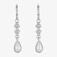 Monet Jewelry Timeless Womens Glass Simulated Pearl Drop Earrings