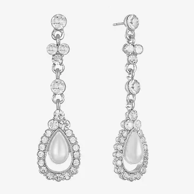 Monet Jewelry Timeless Womens Glass Simulated Pearl Hypoallergenic Drop Earrings