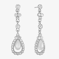 Monet Jewelry Timeless Womens Glass Simulated Pearl Hypoallergenic Drop Earrings