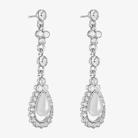 Monet Jewelry Timeless Womens Glass Simulated Pearl Hypoallergenic Drop Earrings