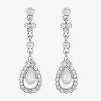 Monet Jewelry Timeless Womens Glass Simulated Pearl Hypoallergenic Drop Earrings