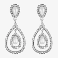 Monet Jewelry Timeless Womens Glass Simulated Pearl Hypoallergenic Drop Earrings