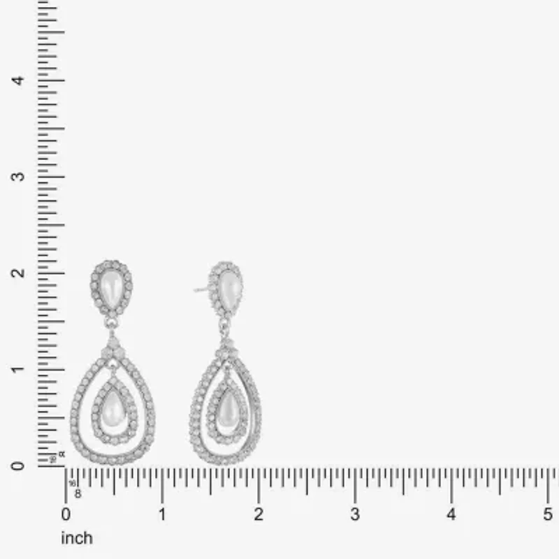 Monet Jewelry Timeless Womens Glass Simulated Pearl Hypoallergenic Drop Earrings