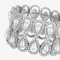 Monet Jewelry Timeless Womens Glass Simulated Pearl Stretch Bracelet