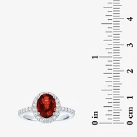 Gemstone Sterling Silver Oval Halo Side Stone Cocktail Ring