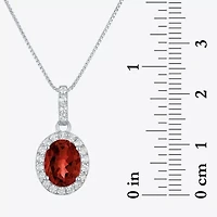 Gemstone Sterling Silver Oval Pendant Necklace