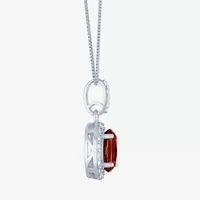 Gemstone Sterling Silver Oval Pendant Necklace