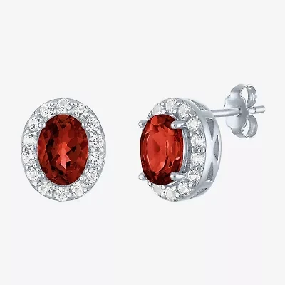Gemstone Oval Sterling Silver 10mm Stud Earrings