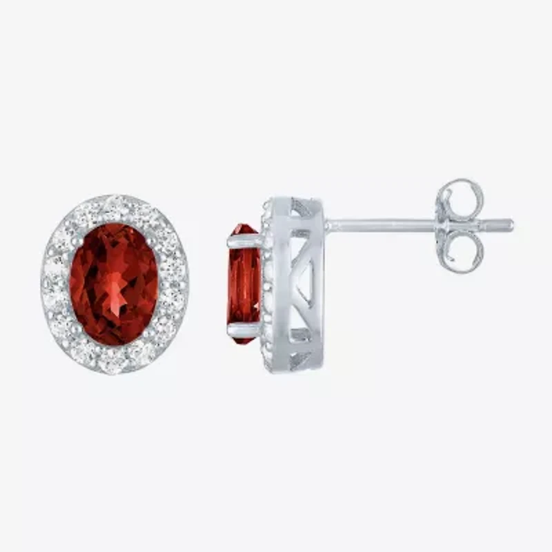 Gemstone Oval Sterling Silver 10mm Stud Earrings