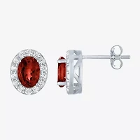 Gemstone Oval Sterling Silver 10mm Stud Earrings