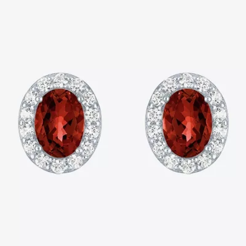 Gemstone Oval Sterling Silver 10mm Stud Earrings