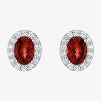 Gemstone Oval Sterling Silver 10mm Stud Earrings