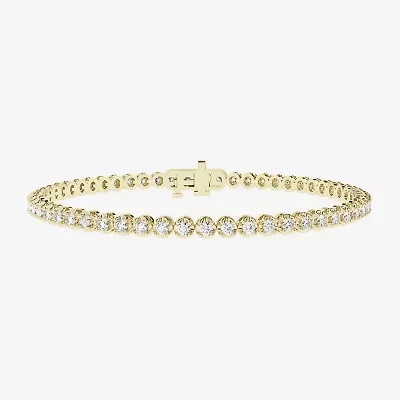 (H-I/ I1) Womens 2 CT. T.W. Lab Grown White Diamond 10K Gold 7.25 Inch Tennis Bracelet