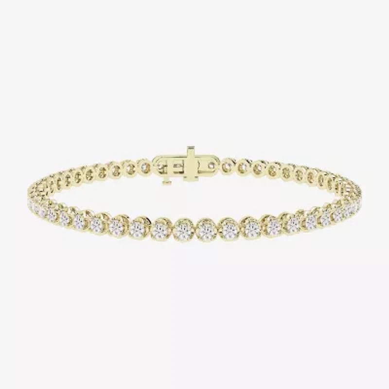 (I1/H-I) Womens 3 CT. T.W. Lab Grown White Diamond 10K Gold 7.25 Inch Tennis Bracelet