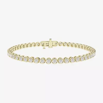 (I1/H-I) Womens 3 CT. T.W. Lab Grown White Diamond 10K Gold 7.25 Inch Tennis Bracelet
