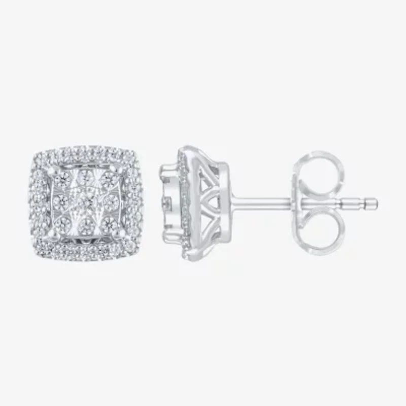Diamond Blossom 1/4 CT. T.W. Natural White Diamond 10K White Gold 8mm Stud Earrings