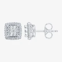 Diamond Blossom 1/4 CT. T.W. Natural White Diamond 10K White Gold 8mm Stud Earrings