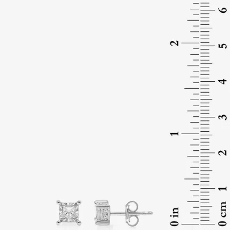 I / I1) 1 CT. T.W. Lab Grown White Diamond 10K White Gold Stud Earrings