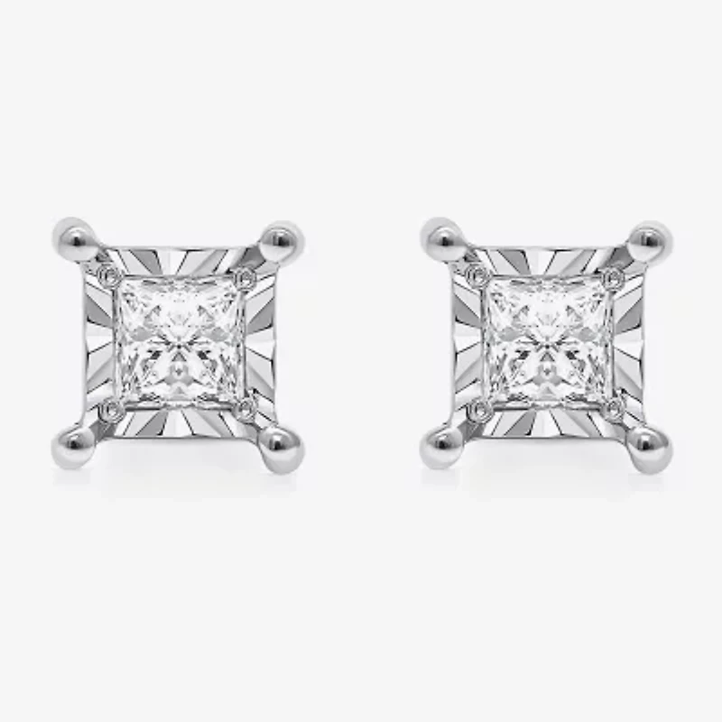 I / I1) 1 CT. T.W. Lab Grown White Diamond 10K White Gold Stud Earrings