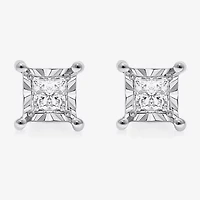 I / I1) 1 CT. T.W. Lab Grown White Diamond 10K White Gold Stud Earrings