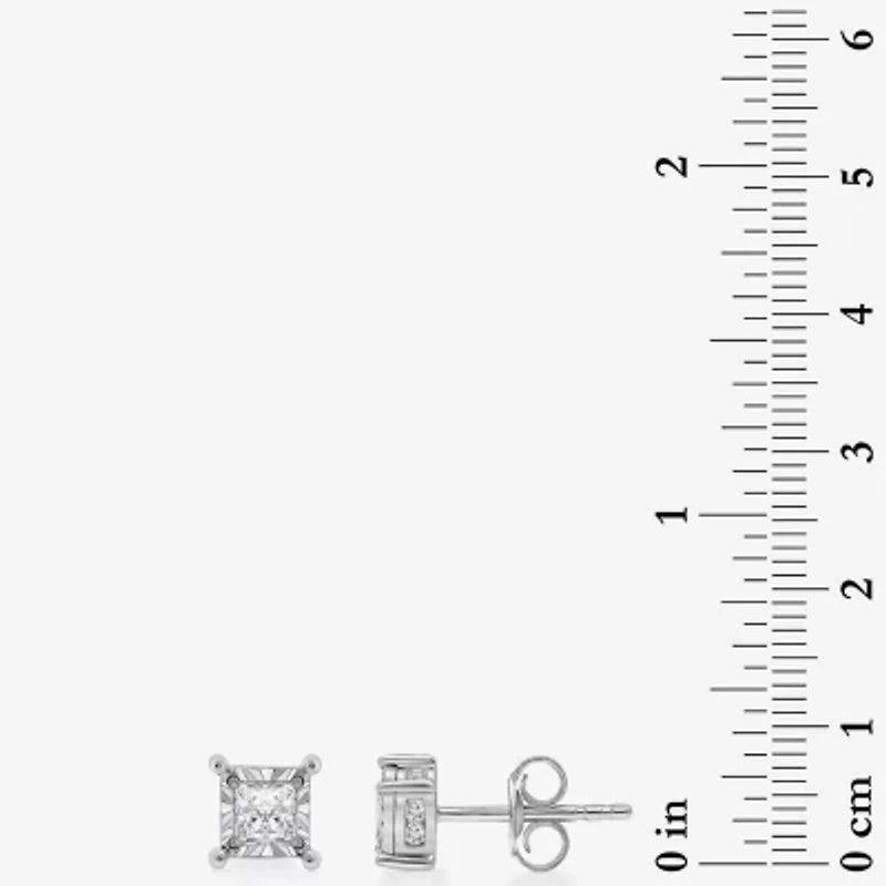I / I1) 1 CT. T.W. Lab Grown White Diamond 10K White Gold Stud Earrings