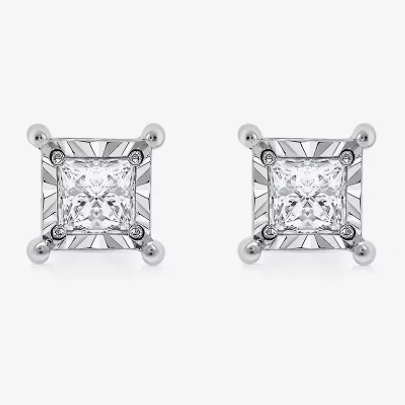 I / I1) 1 CT. T.W. Lab Grown White Diamond 10K White Gold Stud Earrings