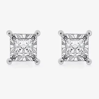 I / I1) 1 CT. T.W. Lab Grown White Diamond 10K White Gold Stud Earrings