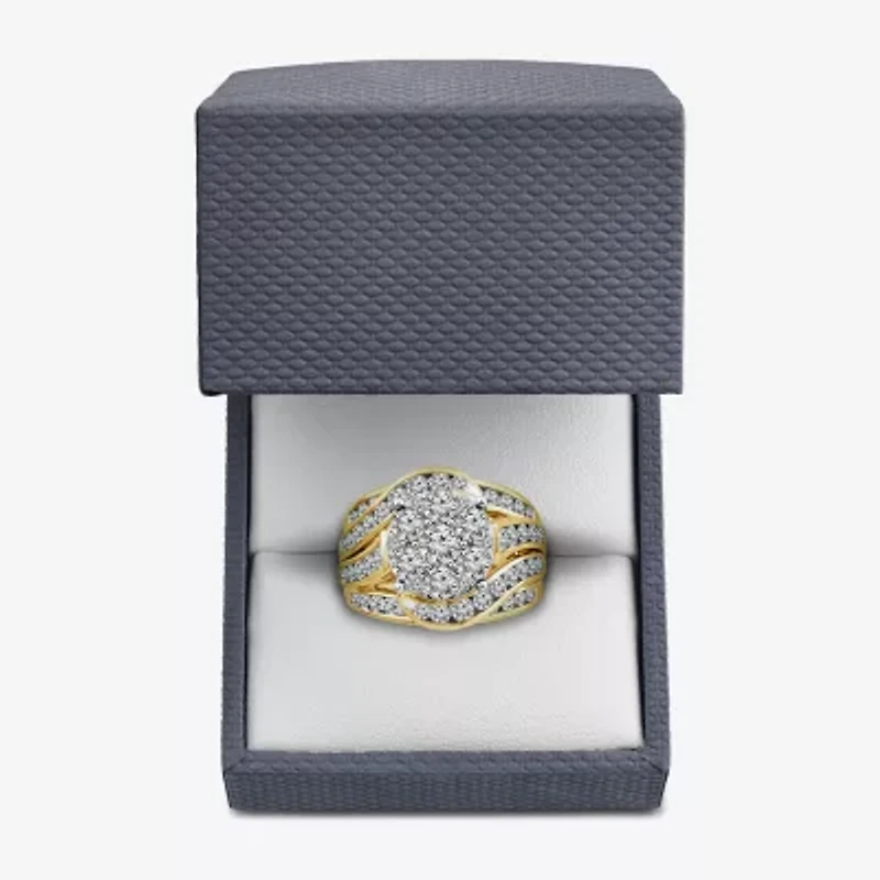 Round 3 CT.T.W. Natural Diamond Side Stone Engagement Ring in 10K or 14K Gold